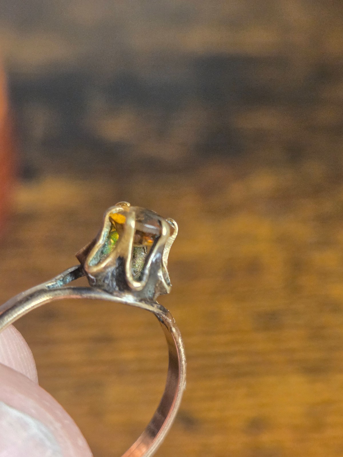 VINTAGE COSTUME RING LITTLE NEMO ART DECO SYNTHETIC CITRINE SOLITARE SIZE 6.5