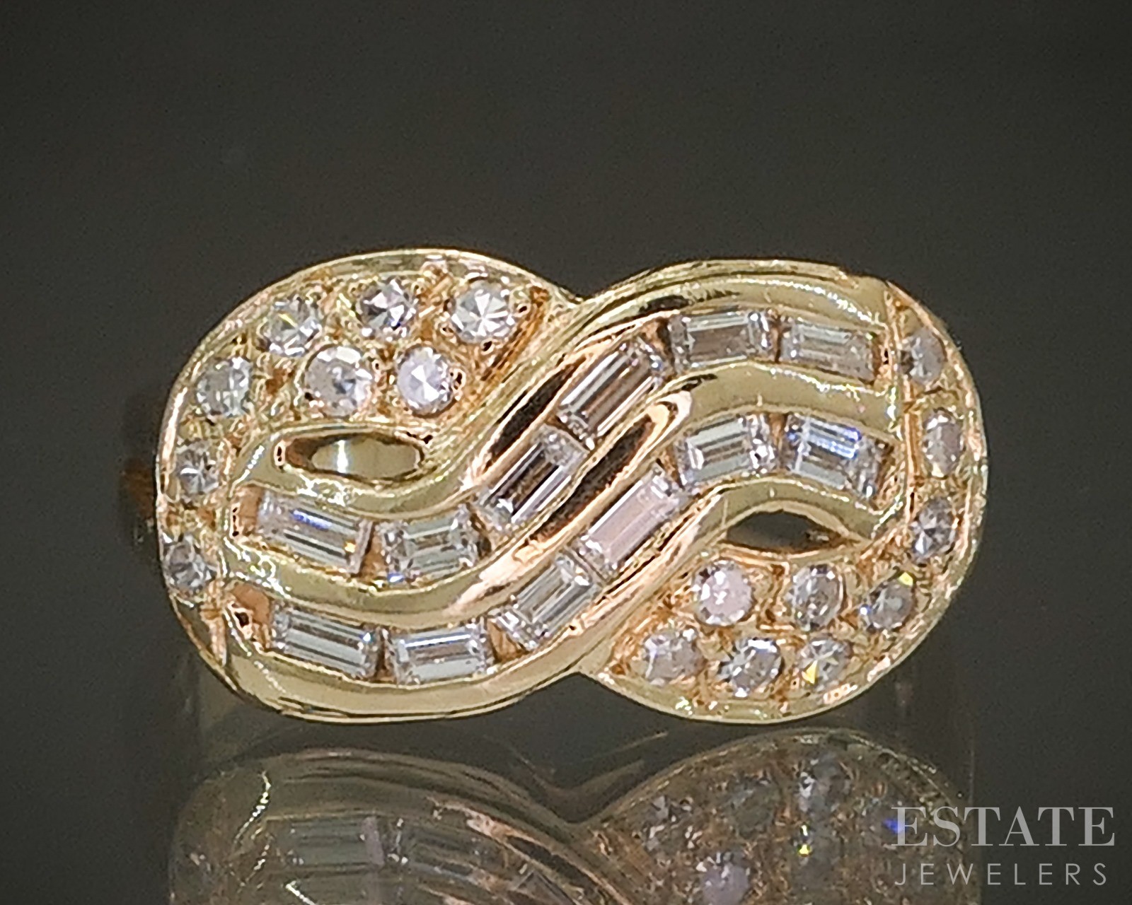 Vintage 14k Yellow Gold Natural .35ctw Diamond Ladies Infinity Band 5.1g p24361