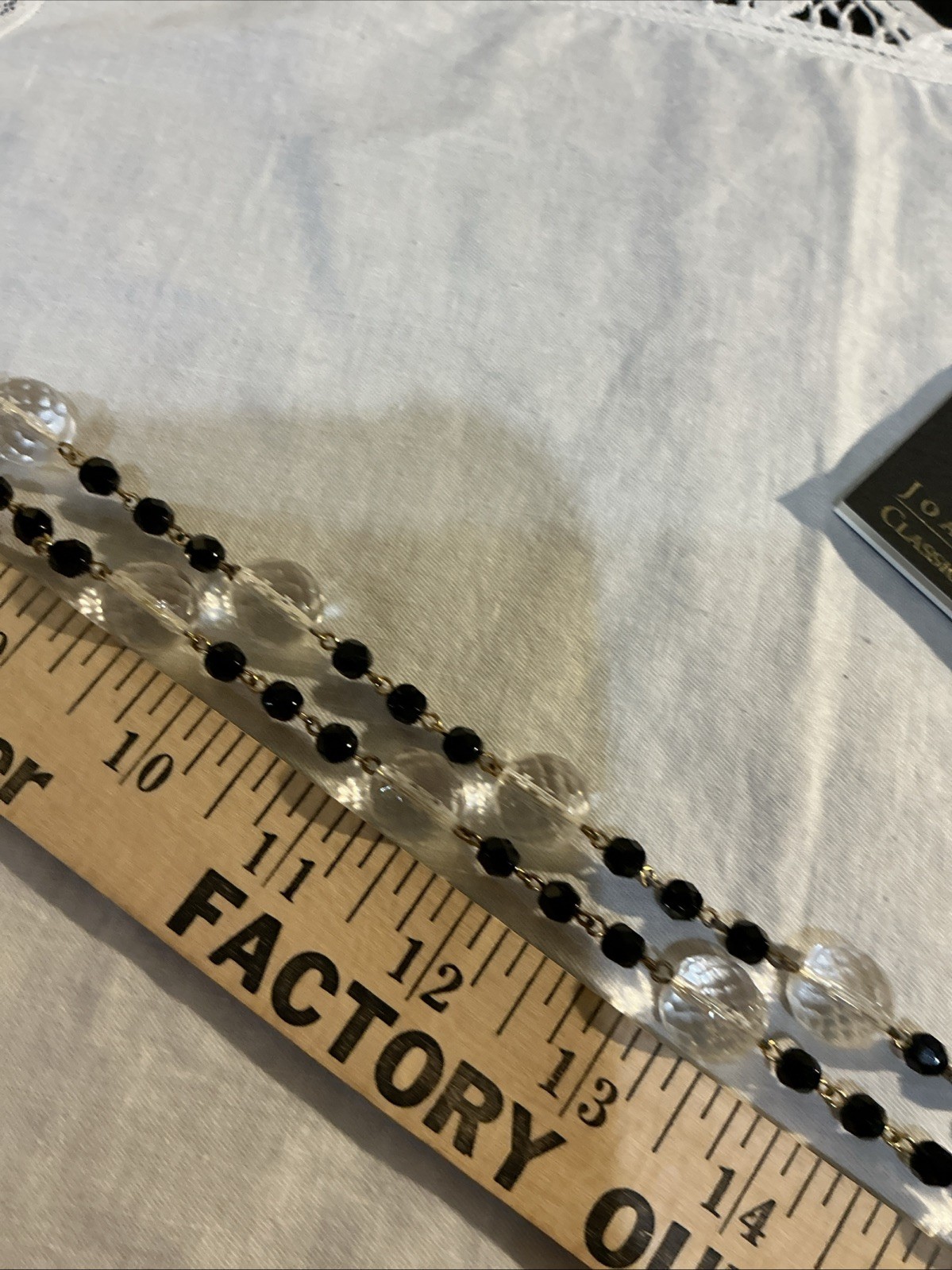 Joan Rivers Czech Republic Black & Clear Faceted Beaded Necklace Gold Tone