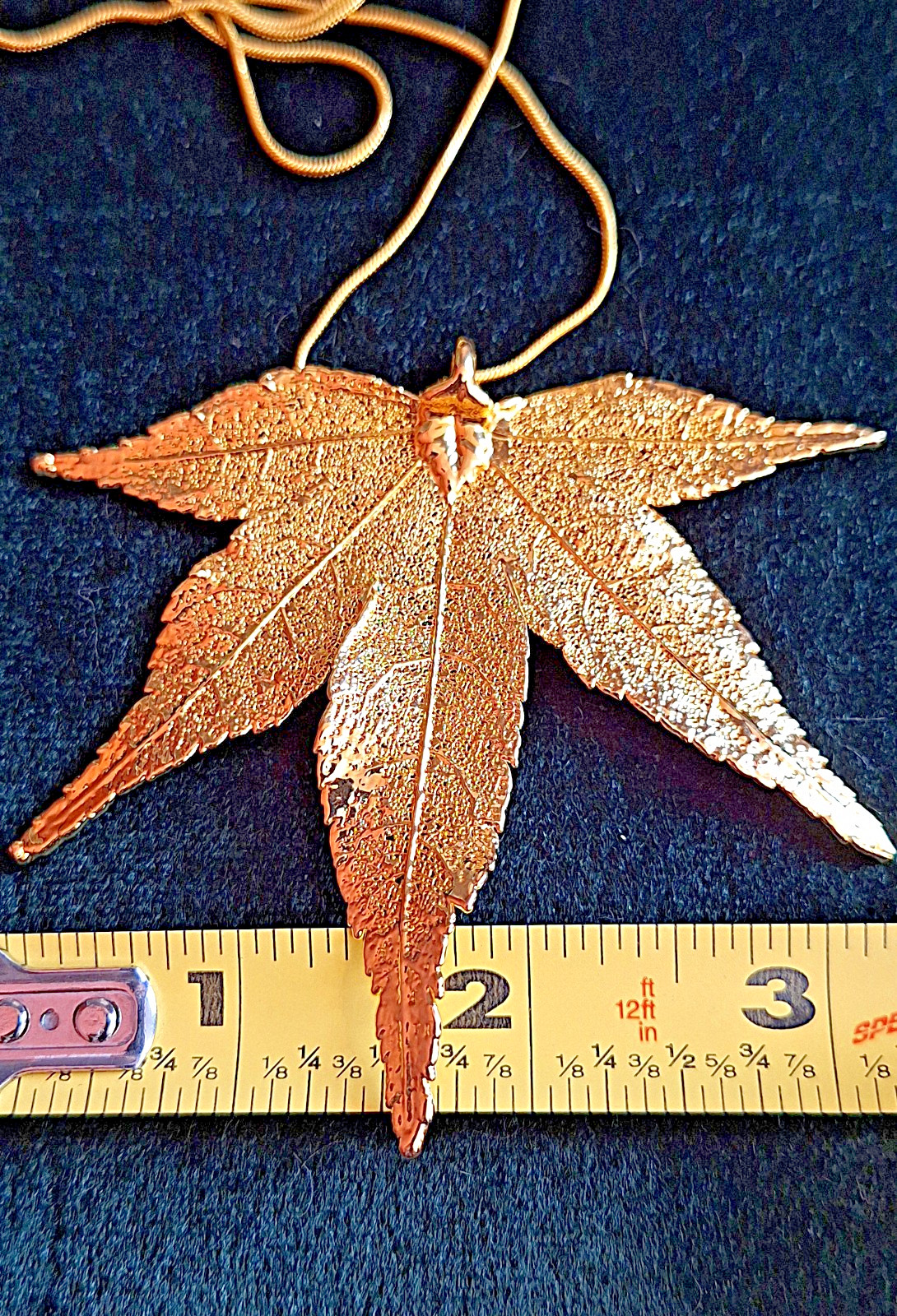 Vintage Japanese Maple Leaf dipped in 24K Gold Pendant on a 18KGP Snake Chain