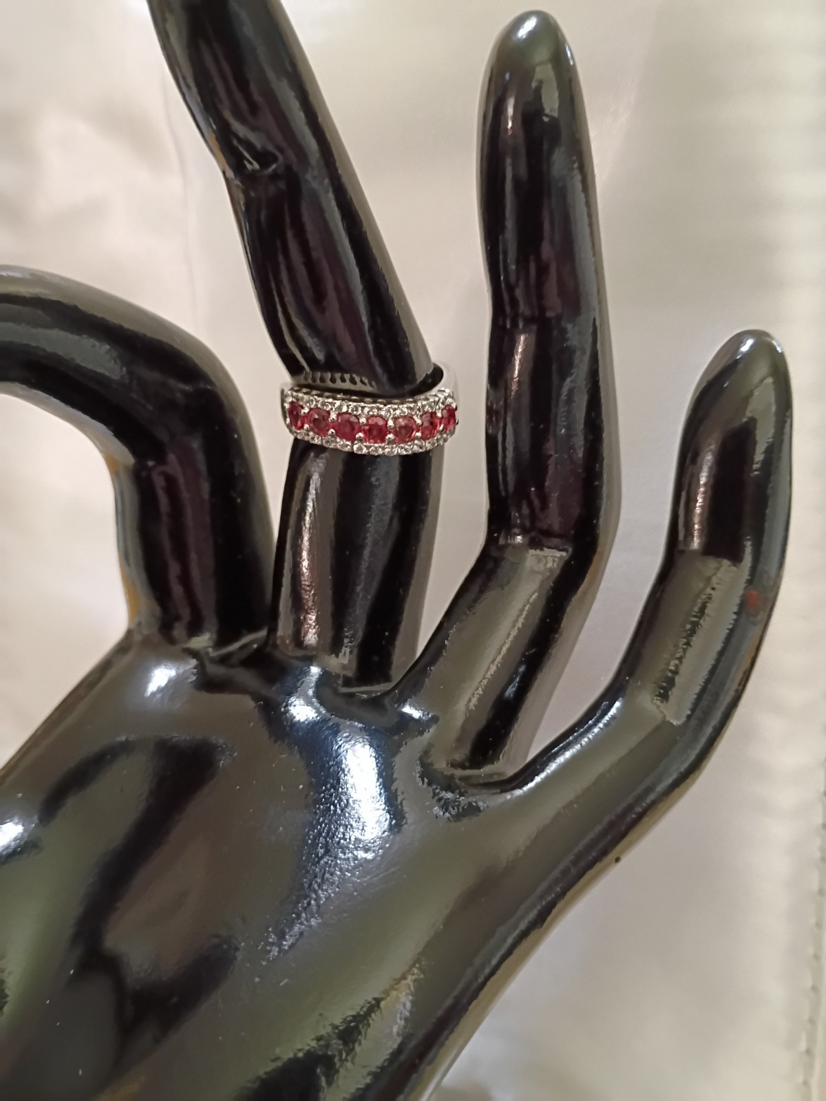 Vintage Silver 925 Pink Orange Sapphire Wave Band Ring 6.5