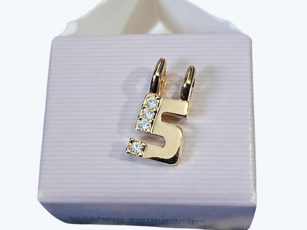Avon Vtg 1990 Gold-Tone Add an Initial Charm With Rhinestones Unused In Box