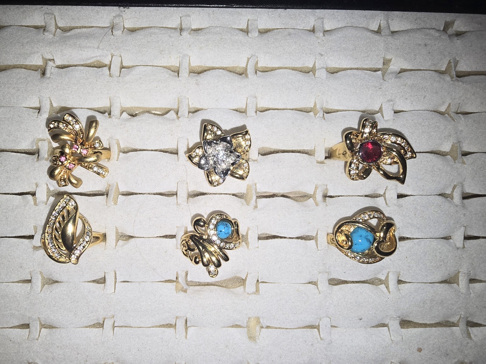 Modern Vintage 6 Piece Designer Signed/stamped Costume Ring Lot Size 7