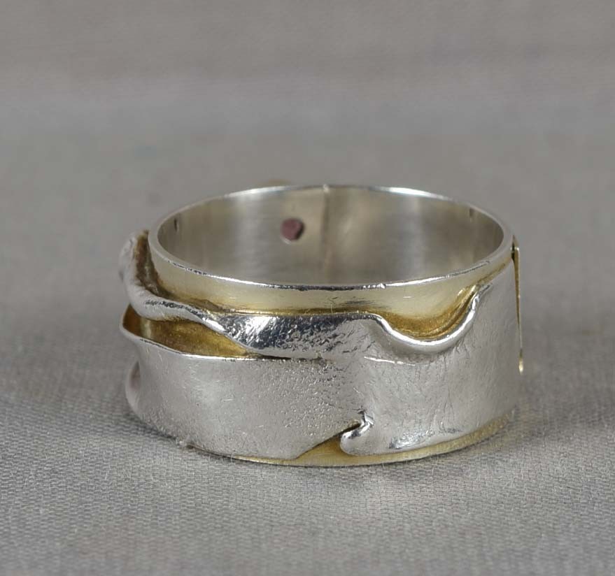 Vintage sterling silver RING pink garnet Size 8.25