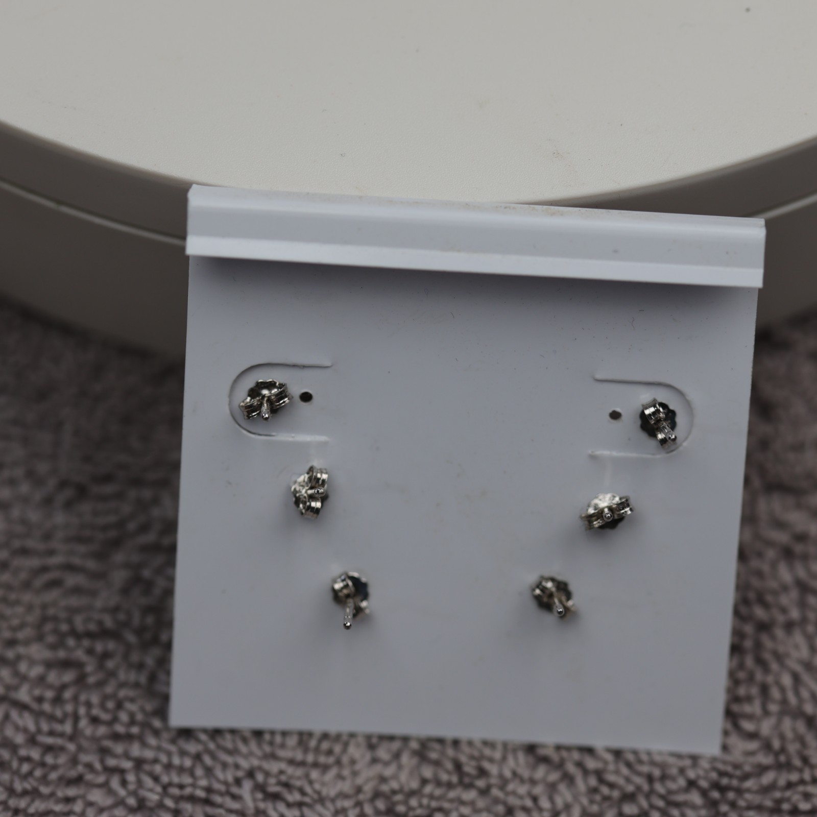 3 Pairs New Stud Gemstone Earrings Sterling Silver