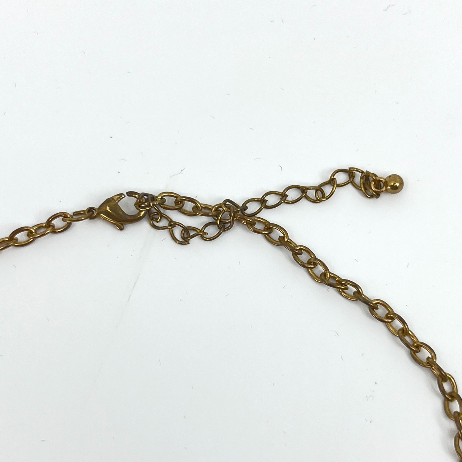 Vintage Retro Peach Teardrop Bib Necklace Antique Gold Tone Statement Jewelry