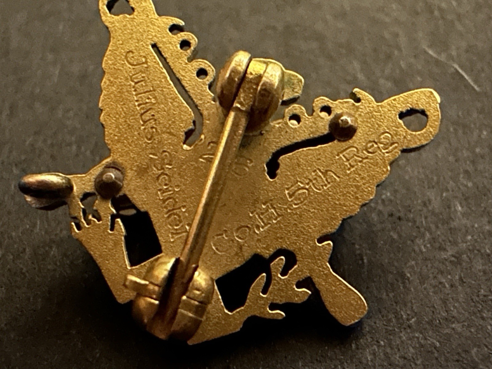 14kt Gold 1920’s Scabbard & Blade Engraved Eagle Military Pin w/Pearls Gemstones