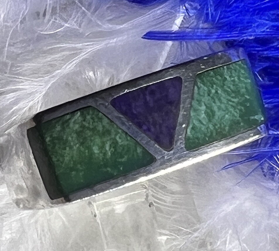 Malachite and Sugilite Sterling Silver 925 VINTAGE Men’s 5/16” BAND RING size 13