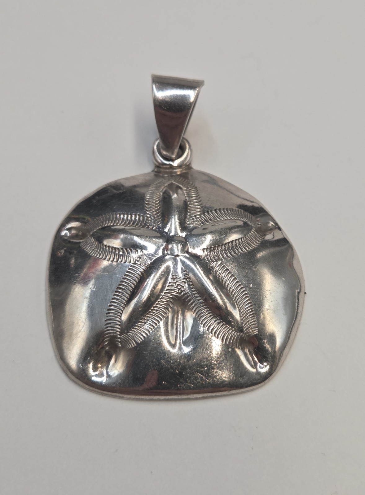 Vintage Taxco Mexico Sterling Silver Sand Dollar Pendant