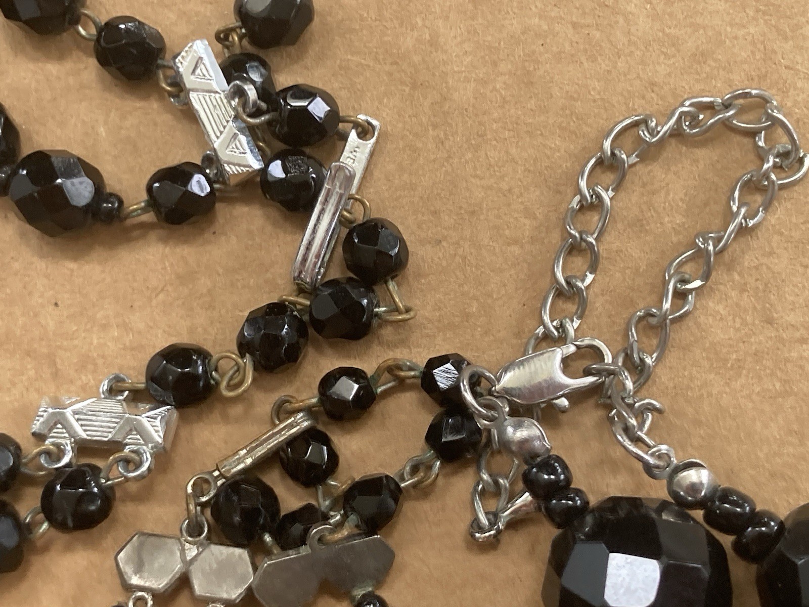Vintage Black Glass Bead Necklace Lot ~ 1 lb wear or craft