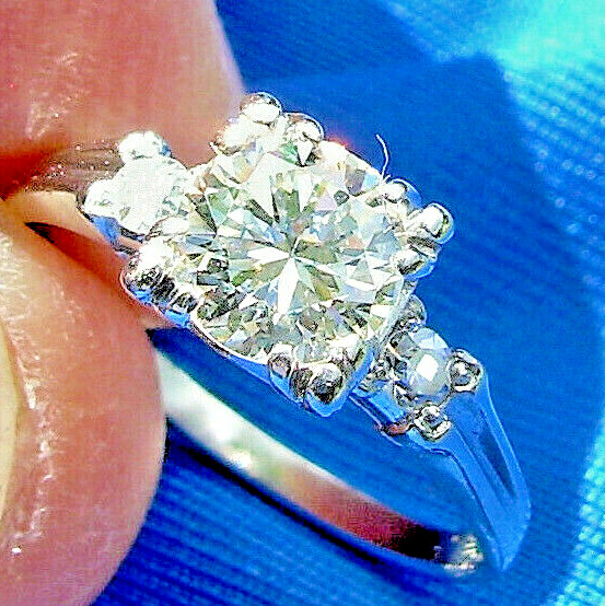 Original EARTH MINED DIAMOND Art Deco Engagement Ring 14K GOLD Vintage Solitaire