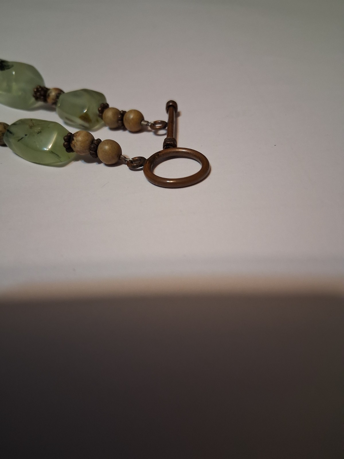 Agate Necklace 19″ Vintage Natural Moss Agate Stone Bead Necklace OVER 3 OUNCES
