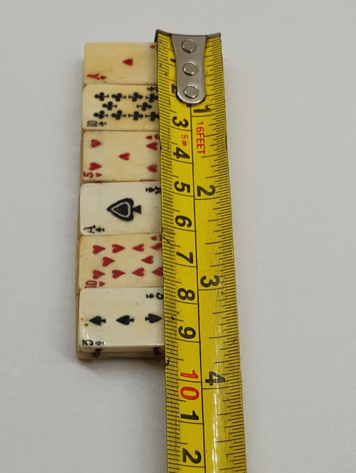 Vintage Hand-Carved Bovine Bone Playing Cards Stretch Bracelet 1950’s Jewelry