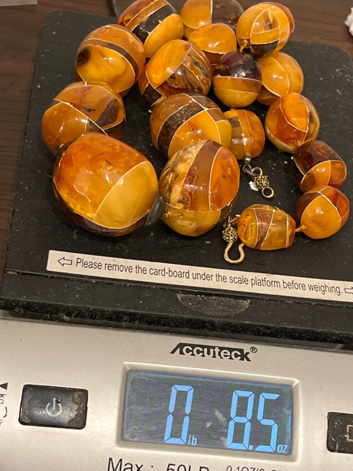 OLD massive butterscotch baltic amber cobblestone-work 26.5″ necklace 062024eH@