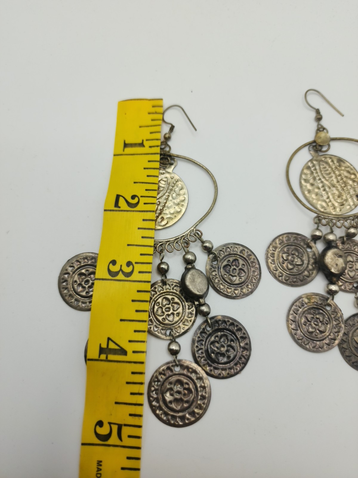 Vintage Bohemian Coin Earrings NonMagnetic Brass Zinc Alloy Chandelier Hoop Boho