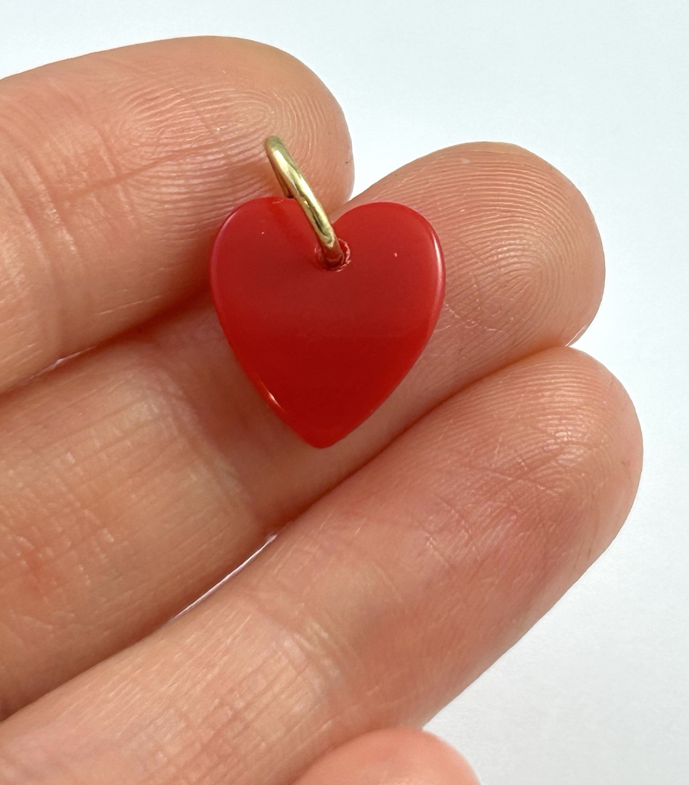 Vintage Heart Charm Tiny Necklace Pendant Vintage Jewelry Dainty Red Heart