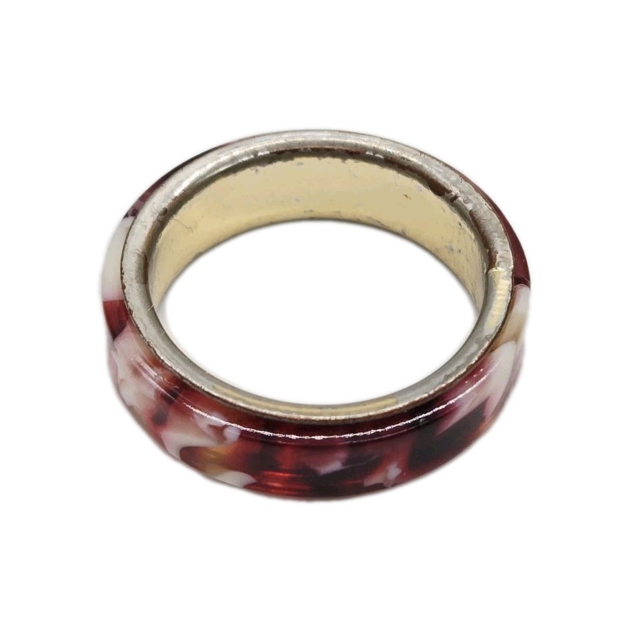 Red Enameled Ring Band multi colored marbled size 9 Any Occasion Unisex