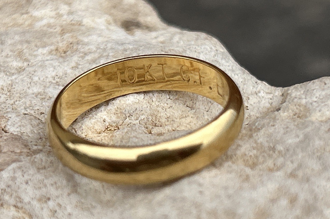 Signed ESPO 10k Gold Filled Ring Wedding Band Size 6 Vintage 4MM Wide Band