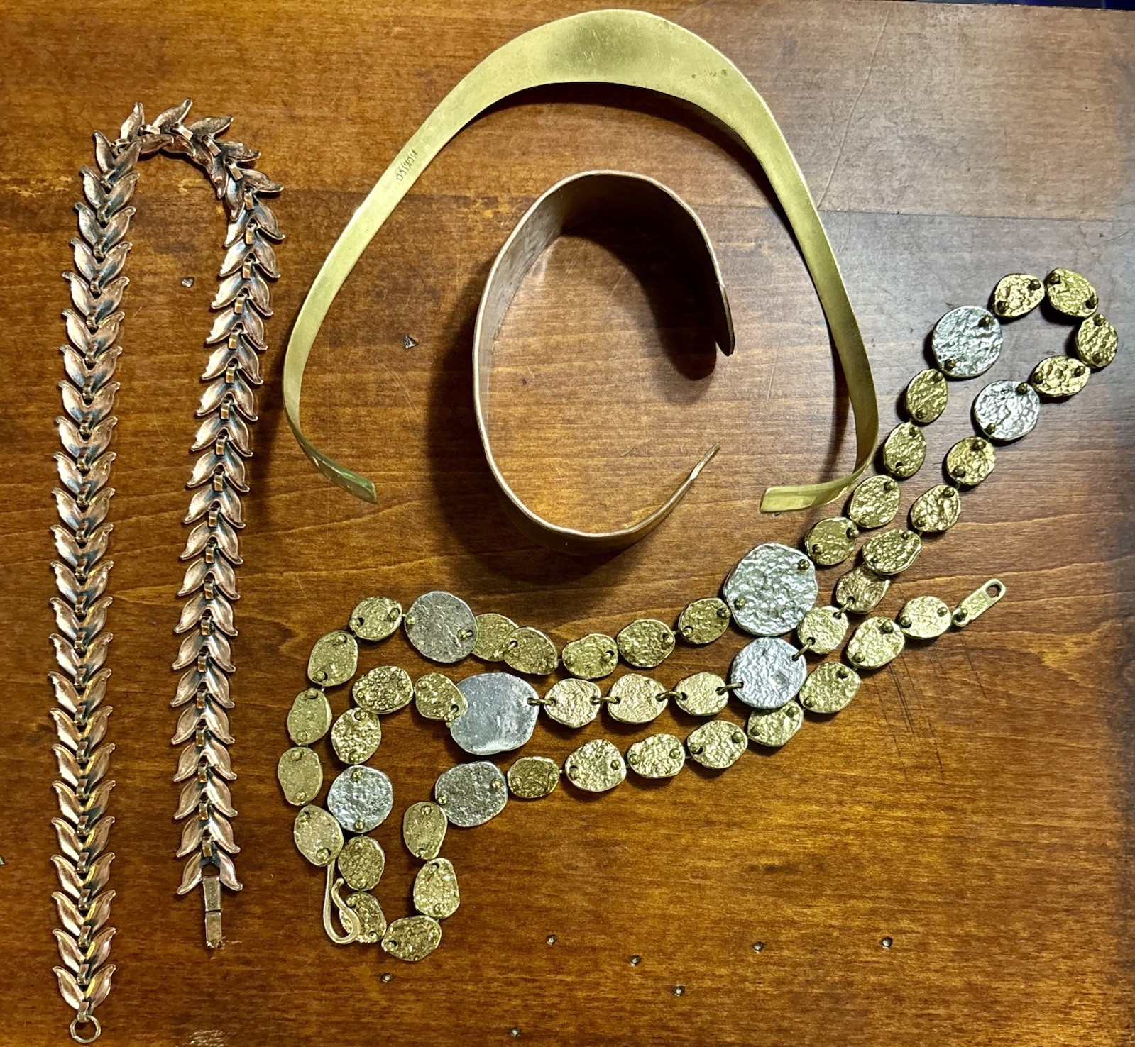 Brutalist Copper / Bronze ? Jewelry Lot / Anne Dick , Mexico , Renoir , Signed #