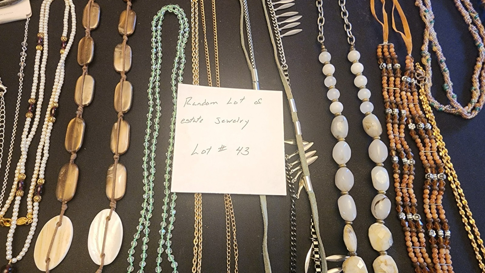 Lot #43 of random estate sale jewelry, mostly necklaces and a few bracelets