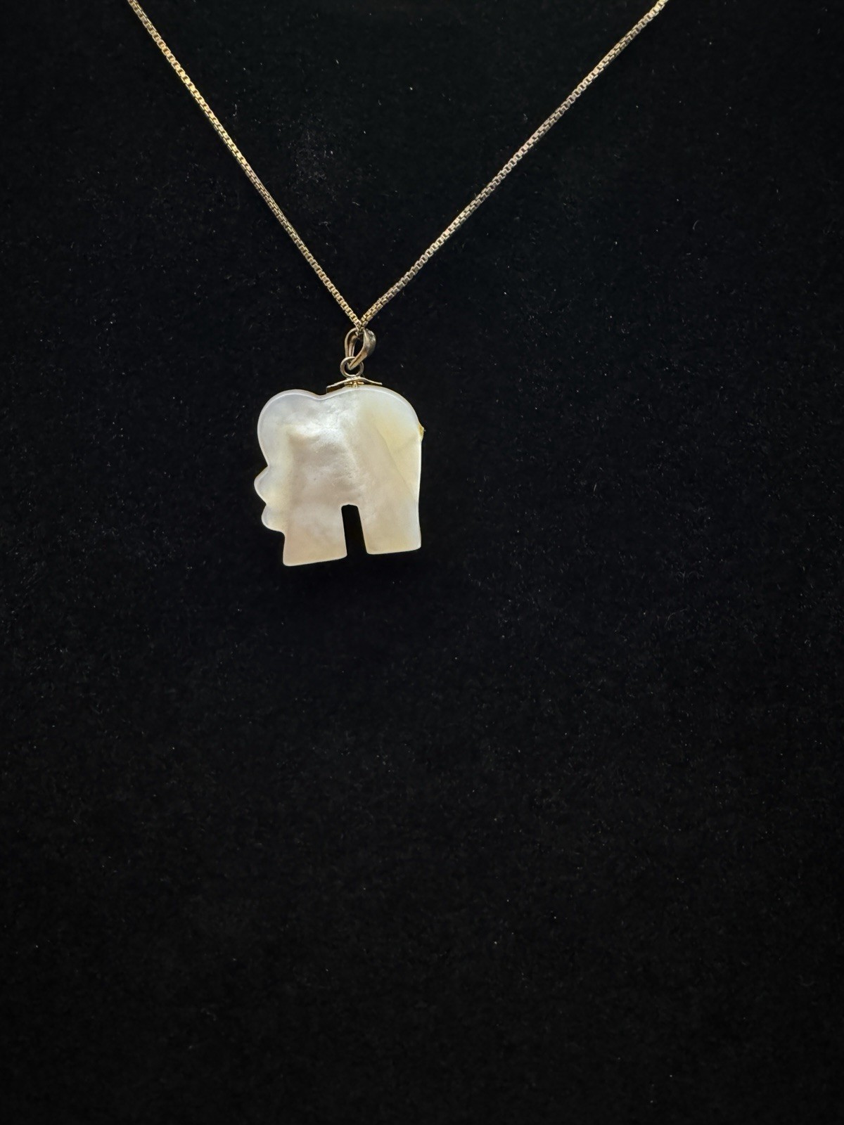 Vintage Jade Elephant Necklace 18K Gold Over Sterling Silver Good Luck Charm