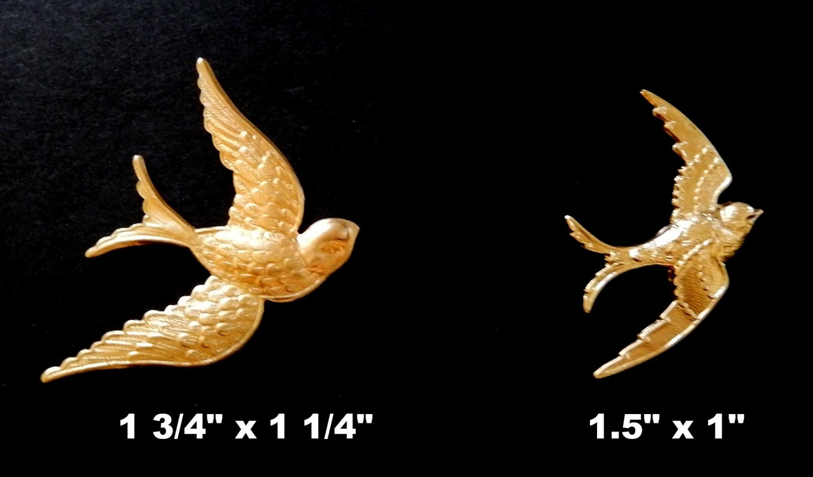 Vintage Brass Stampings / Designs of Flying Birds- 2 Styles