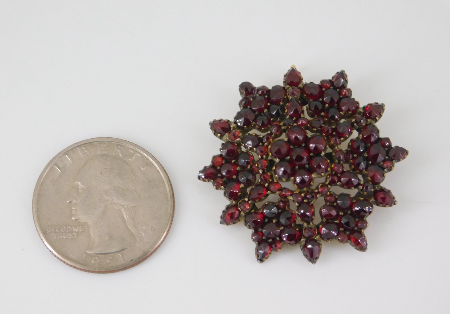 Vintage / Antique Victorian Czech Bohemian Garnet Pin / Pendant