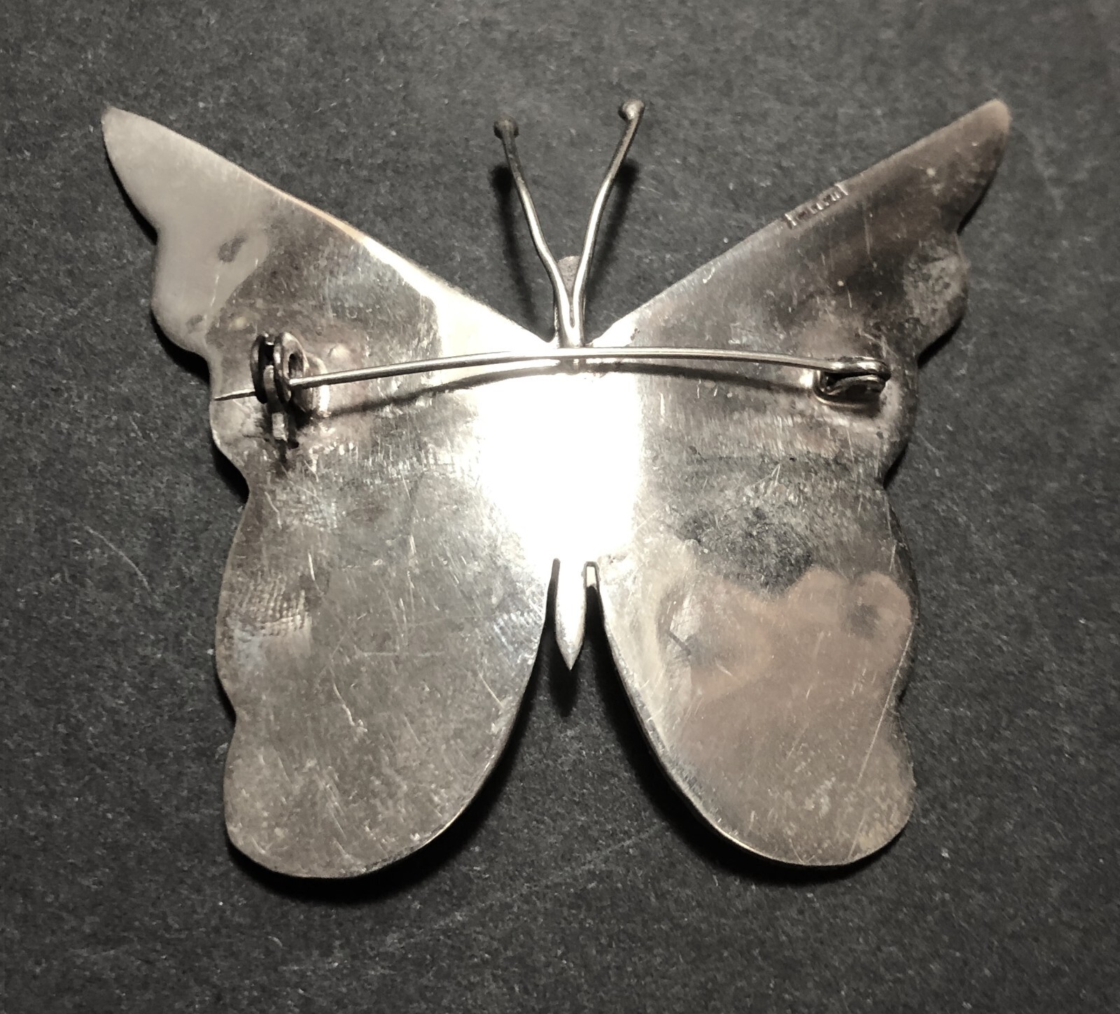 Vintage Abalone Shell Inlaid in Silver Butterfly Pin Brooch