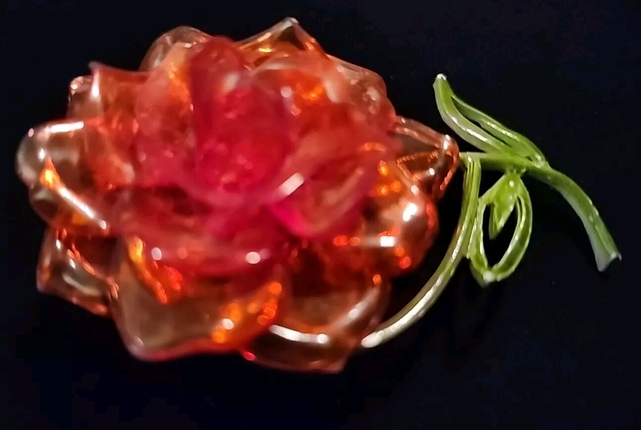 Vintage Cellulose Acetate Lucite Orange Flower Brooch