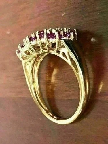 2.20Ct VVS1 Round Cut Lab-Created Red Ruby Anniversary Gift 14K Gold Finish Ring