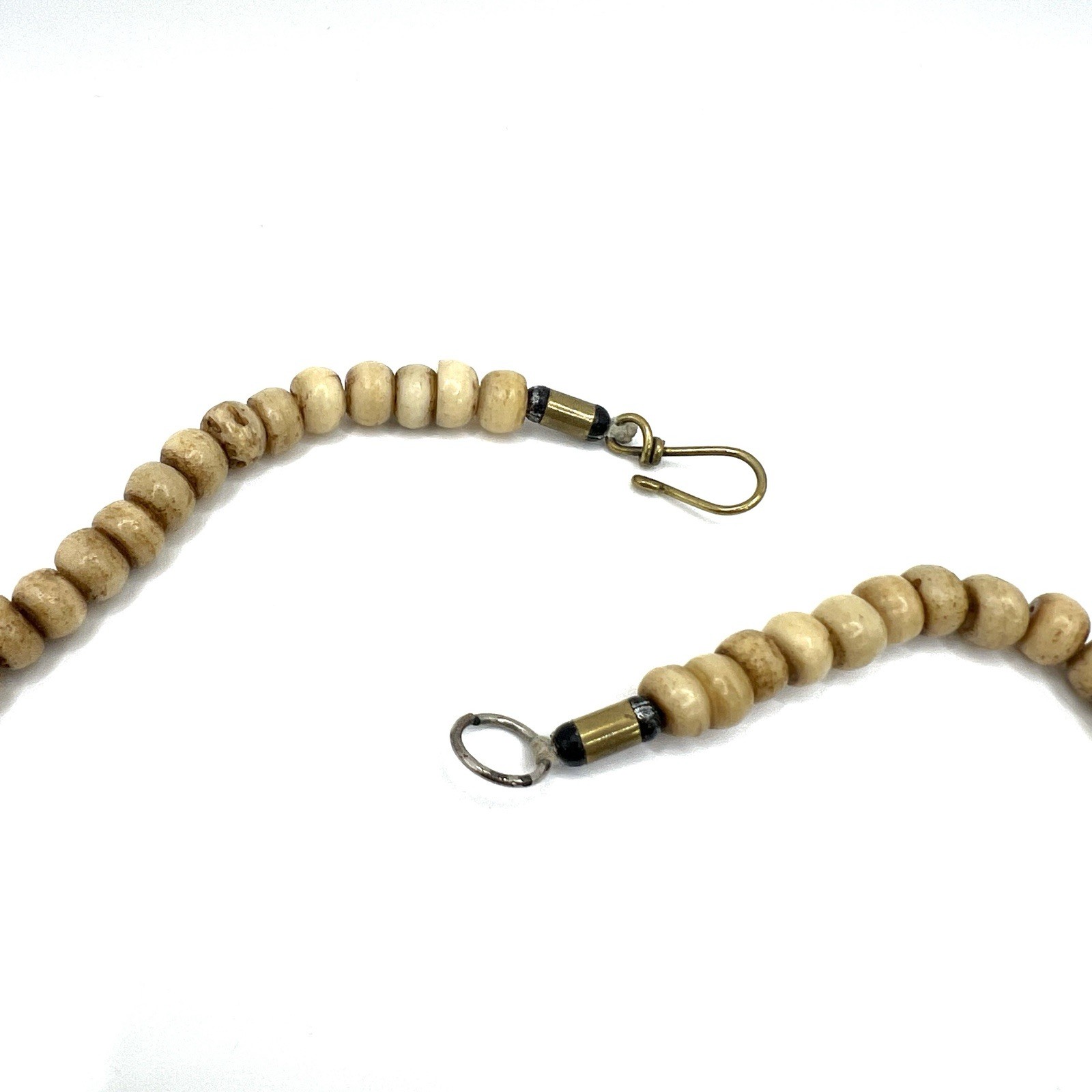 Vintage Multi Strand Bone Bead Necklace Tribal Boho Natural Beige Statement 19”