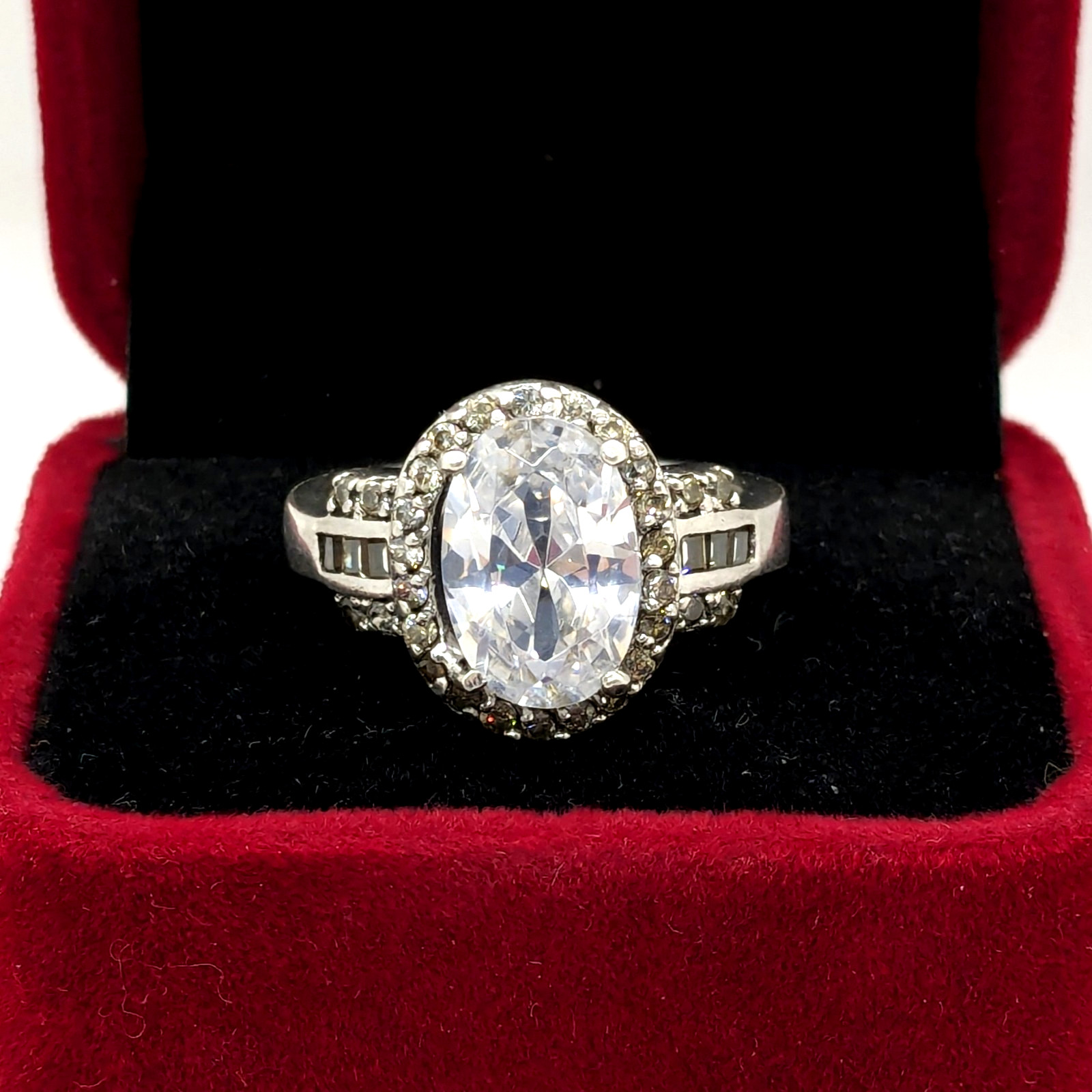 Vintage Elegant RING Silver 925 with Big Bright Stone -size: 8.25US (18mm) | #91