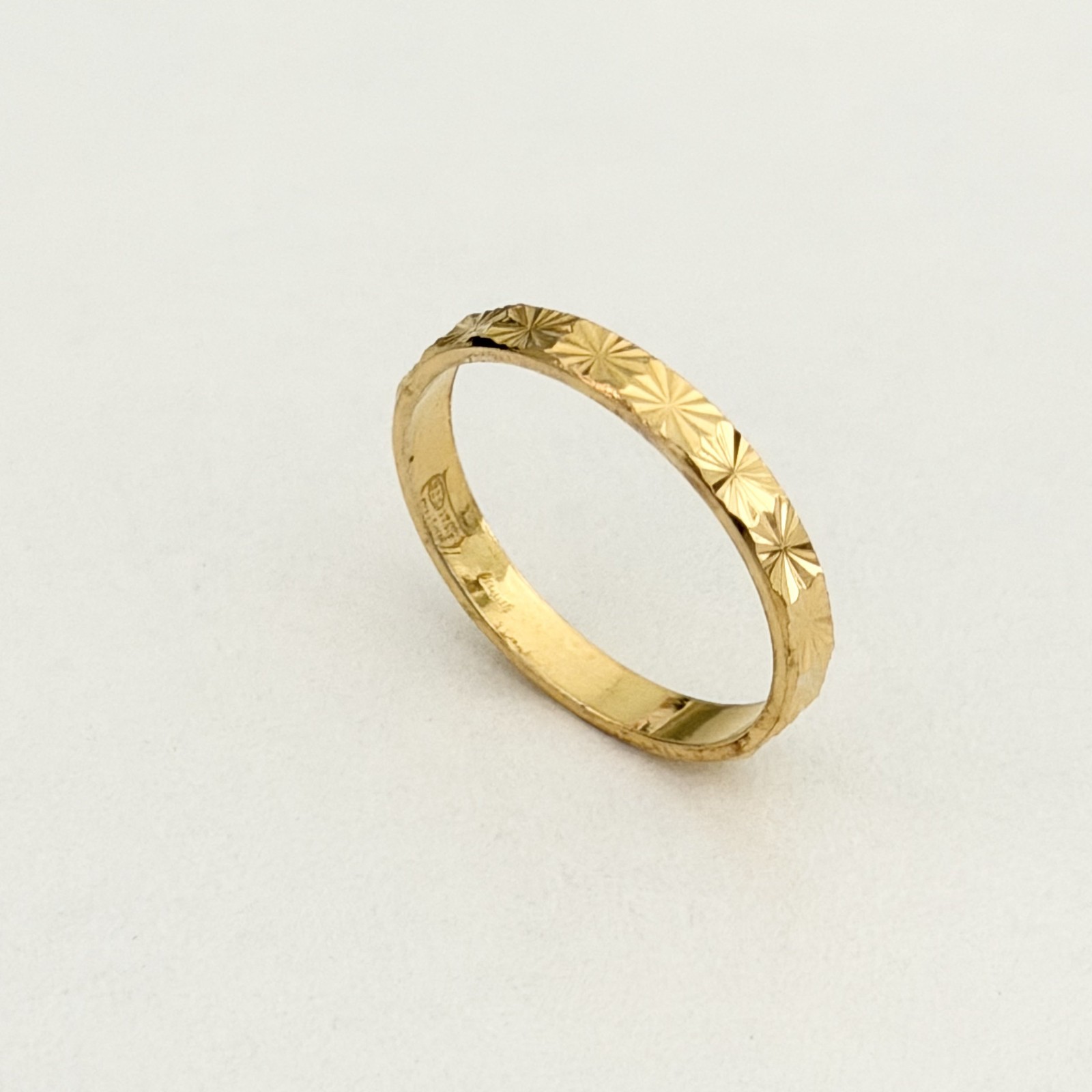 Vintage Milor Italy 925 Sterling Gold Vermeil Etched Starburst Band Ring Size 9