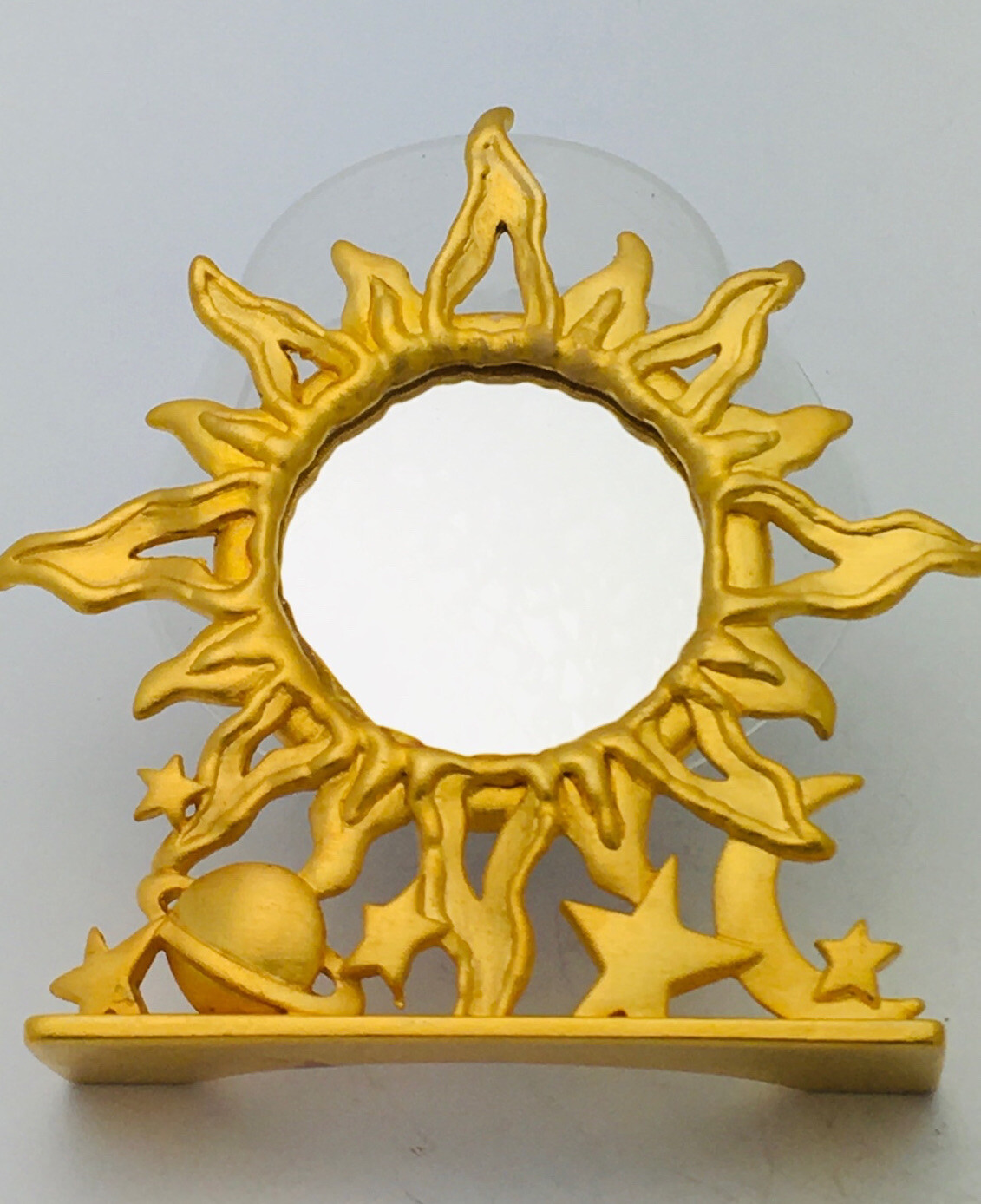 Signed JJ Jonette Vintage 1980s Gold Celestial Sunburst Decorative Mirror