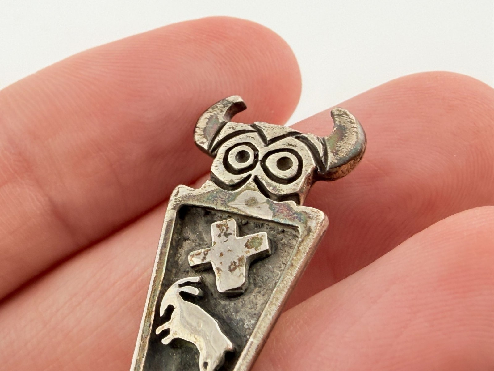 Vintage Signed Creature Kritters Sterling Silver Totem Design Pin Brooch 4.7g