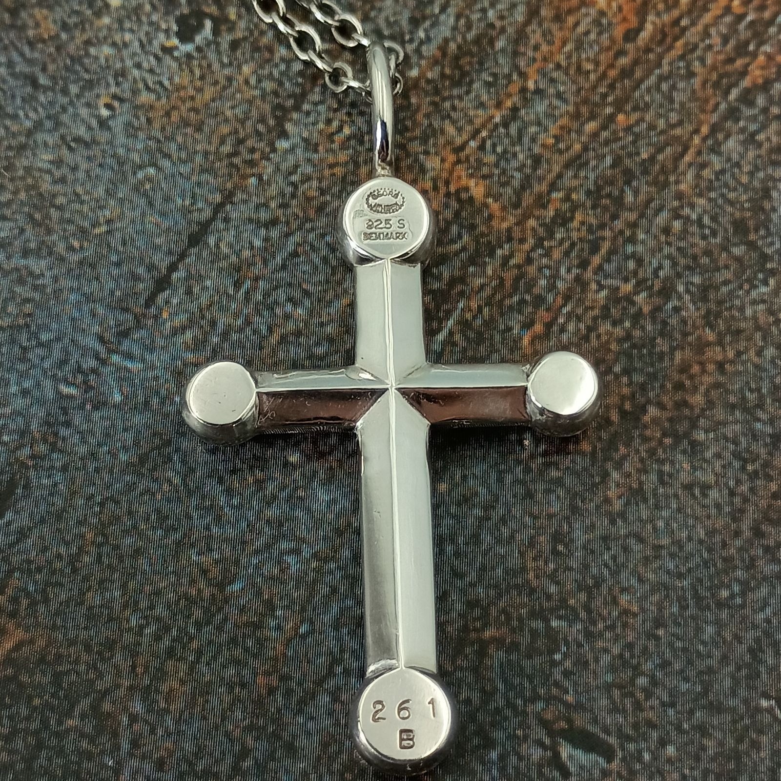 Georg Jensen Andreas Mikkelsen Cross Pendant Necklace 261B Silver 925 Vintage