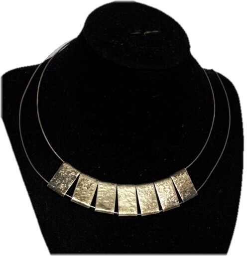 DOMINIQUE DINOUART DDD MEXICO STERLING SILVER NECK WIRE COLLAR HAMMERED SLIDES
