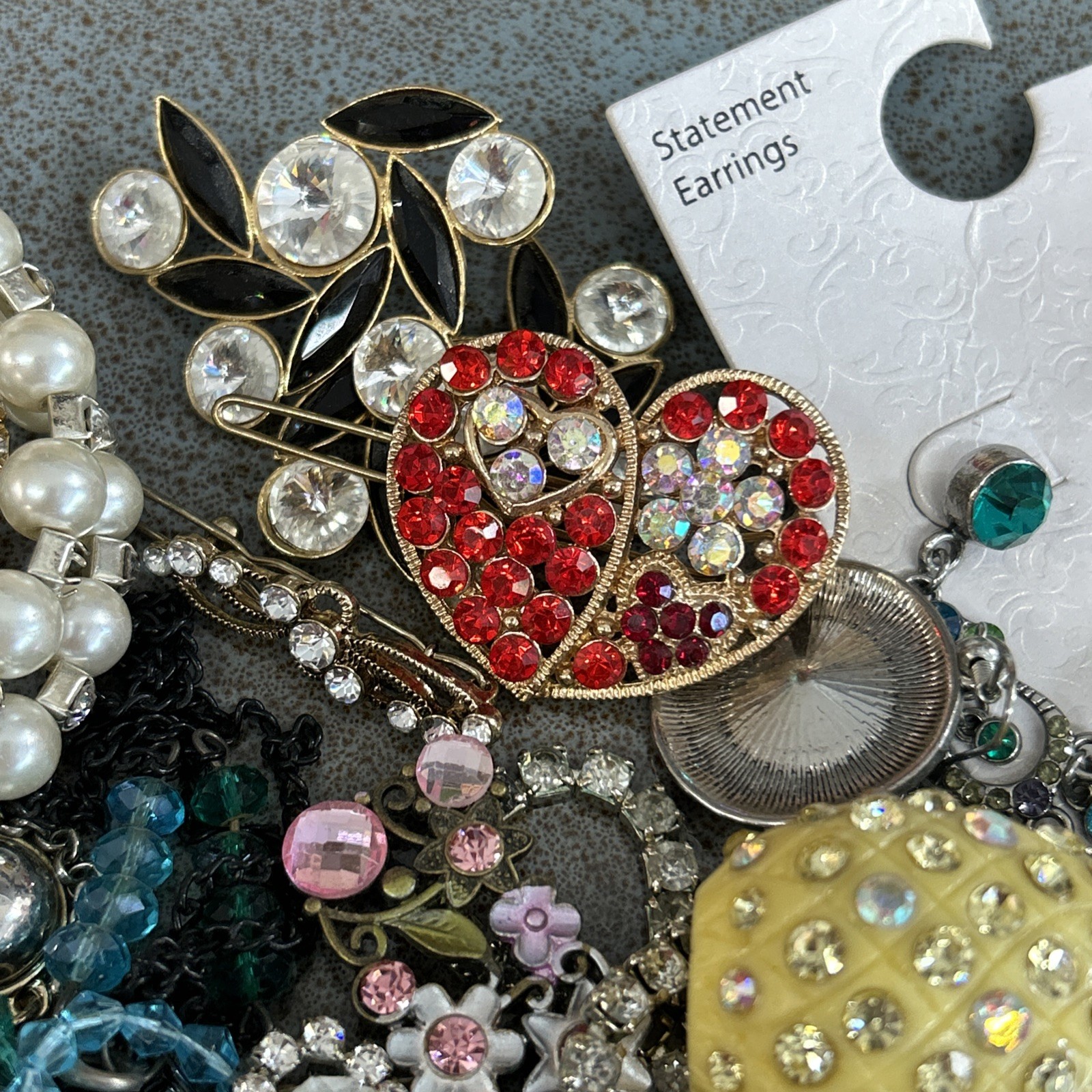 Junk Jewelry Crafting Lot Blingy Sparkling Rhinestones Junk Drawer 1lb