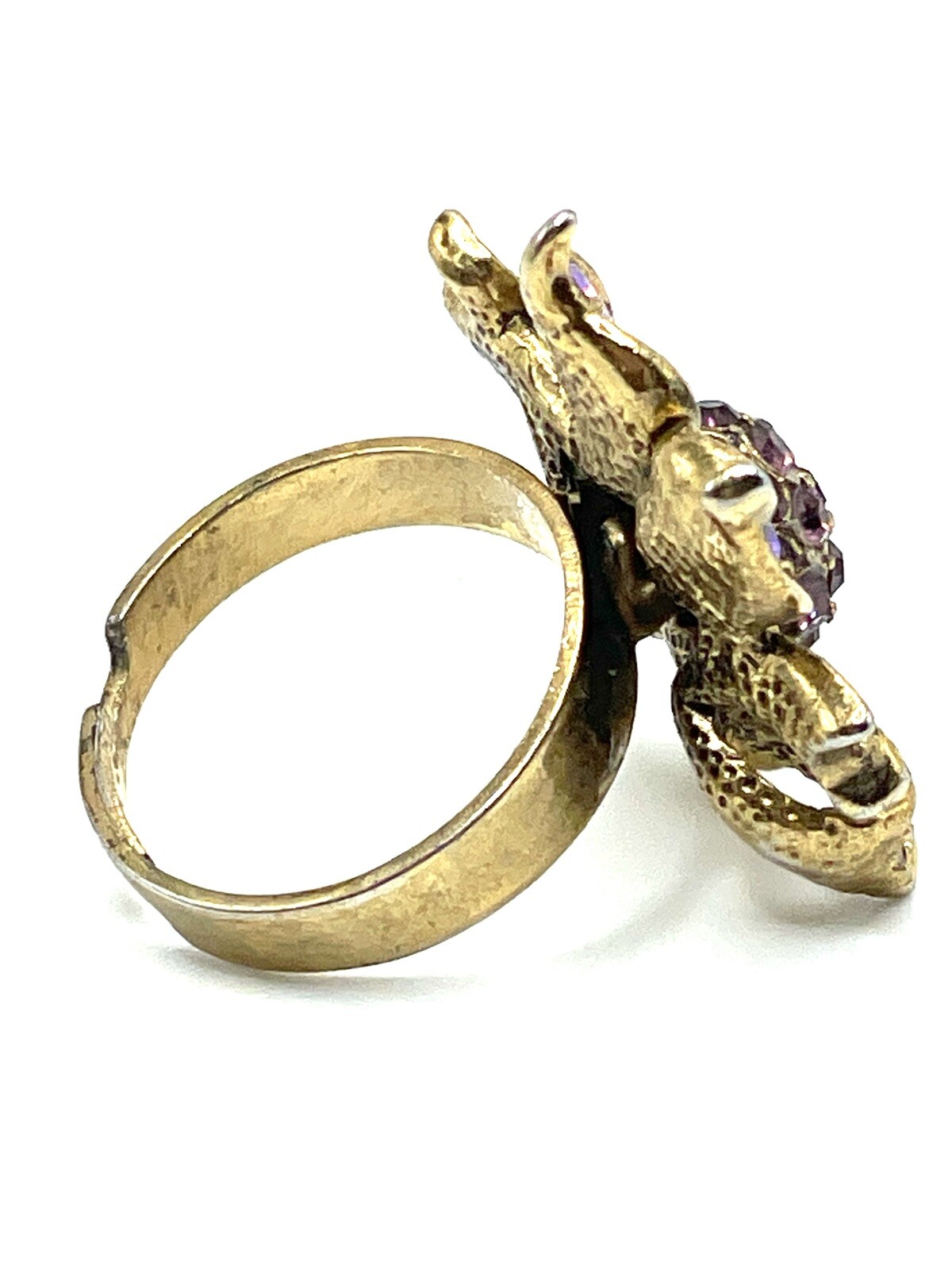 Sunburst AB Crystal Sunflower Gold Expandable Cocktail Ring Vintage Estate Piece