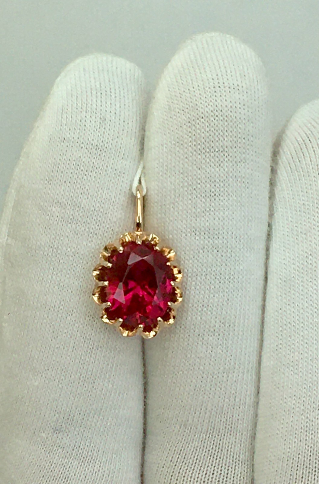 USSR Vintage Original Rose Gold Ruby (lab. made) Pendant 583 14K 2,12 g. Ukraine