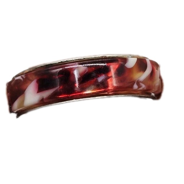 Red Enameled Ring Band multi colored marbled size 9 Any Occasion Unisex