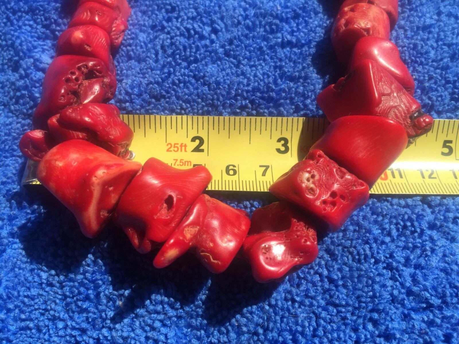 chinese china fine Necklace yes of Deep Red Bamboo Coral nuggets accented