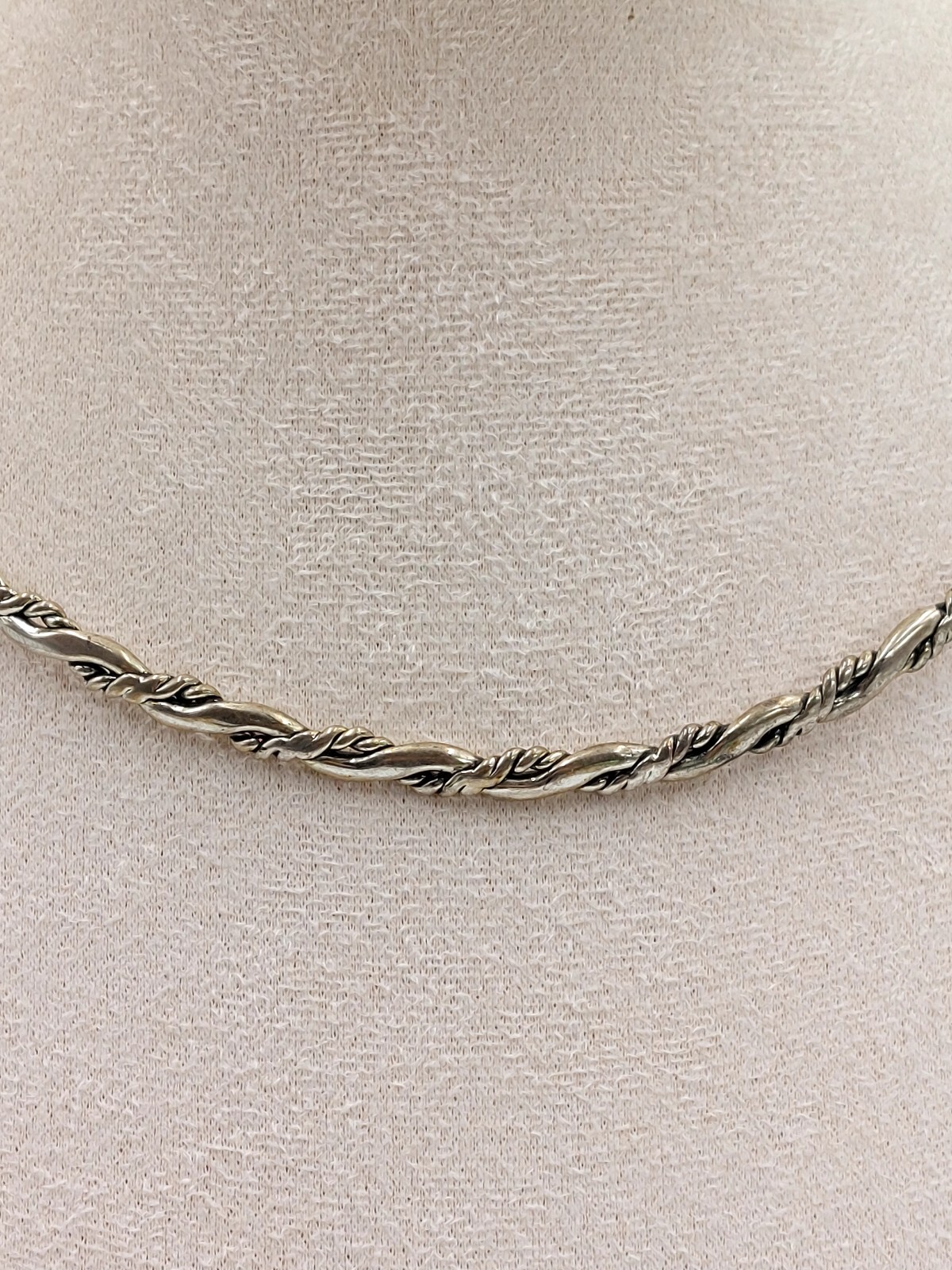Braided Twisted Neck Wire Collar Silver Plated Brass Vintage