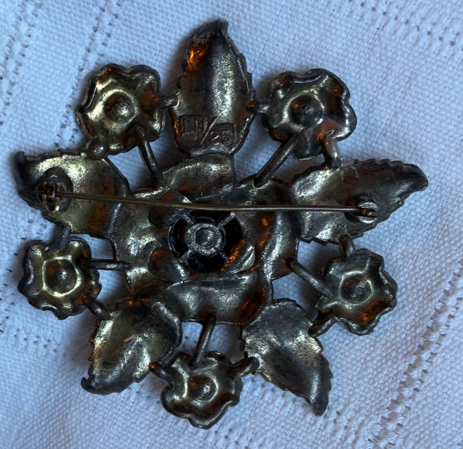 Antique brooch signed LN/25, Little Nemo, unknown metal w/pastel PRICE REDUCED