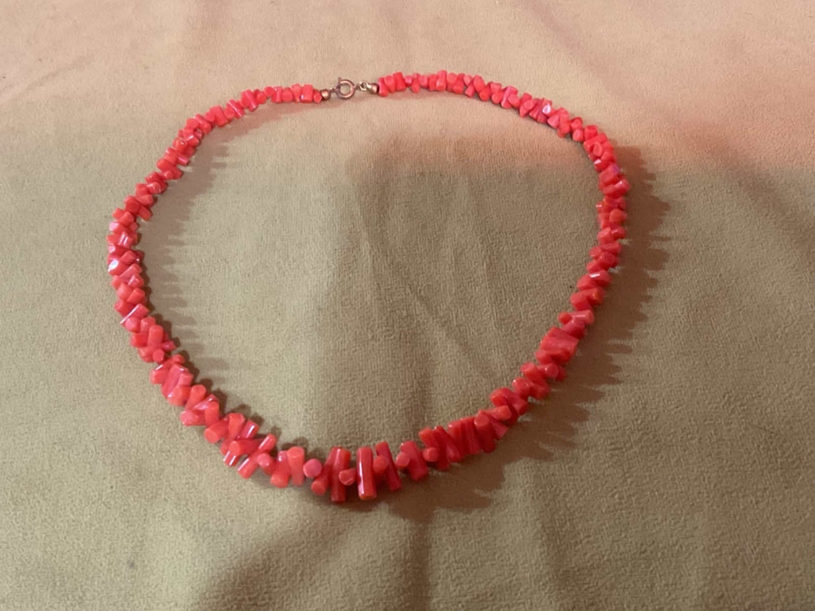Vintage Natural Orange Red Mediterranean Coral Branch Bead Necklace 18” 30g