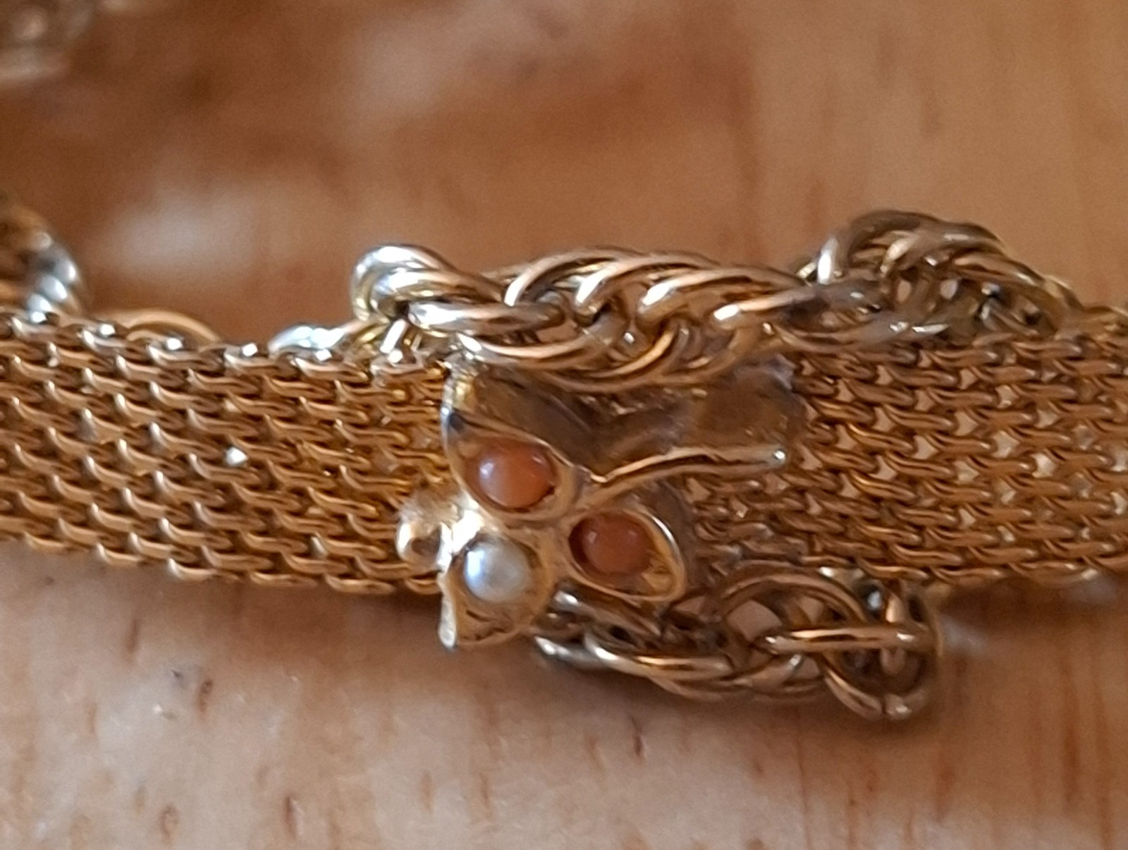 Vintage MCM Jewelry Goldette Gold Tone Mesh & Chain Bracelet – slight damage