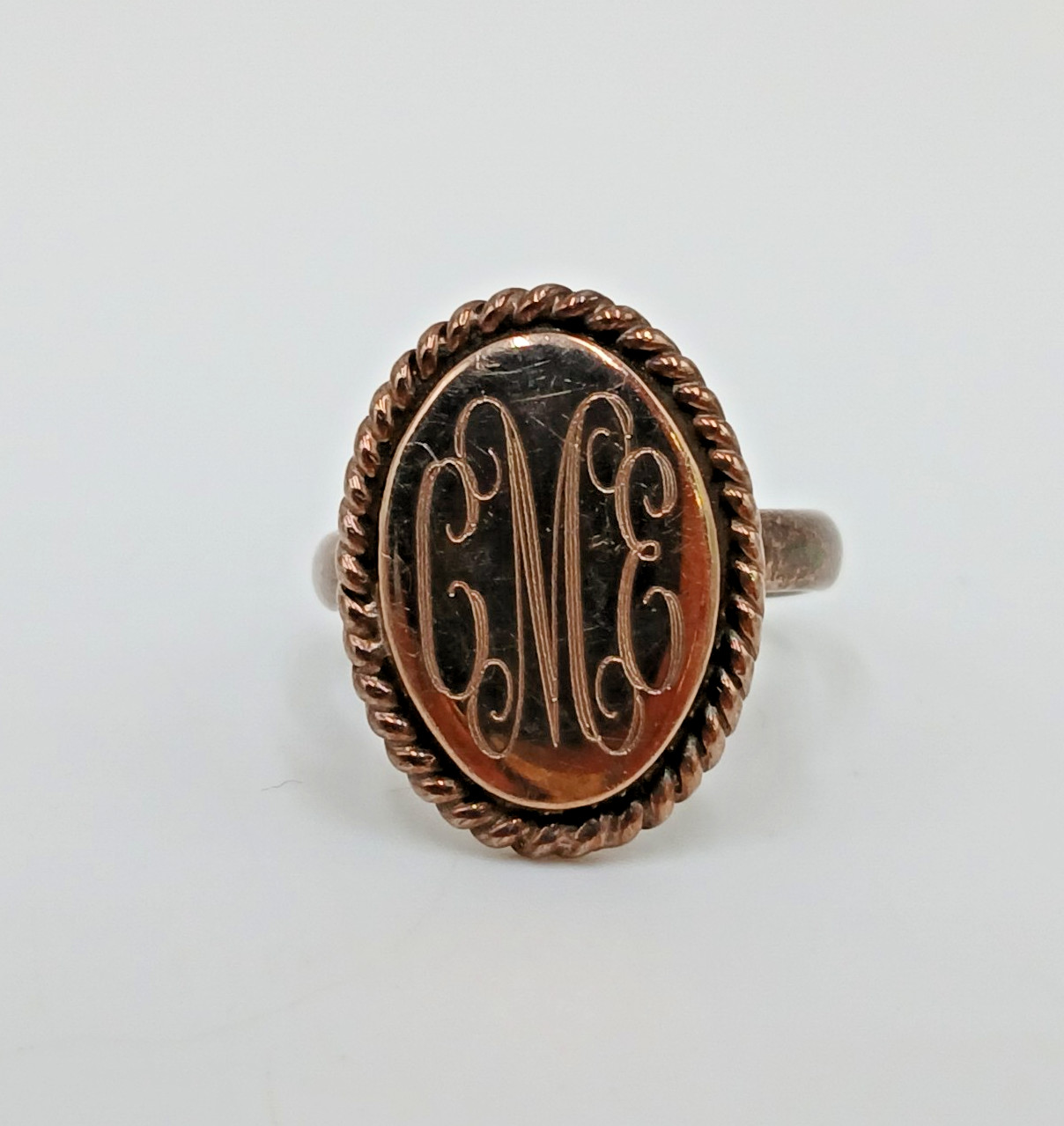 VTG 925 Monogram CME CEM Signet Ring Sz 4.75 Sterling Silver 5g Engraved Oval
