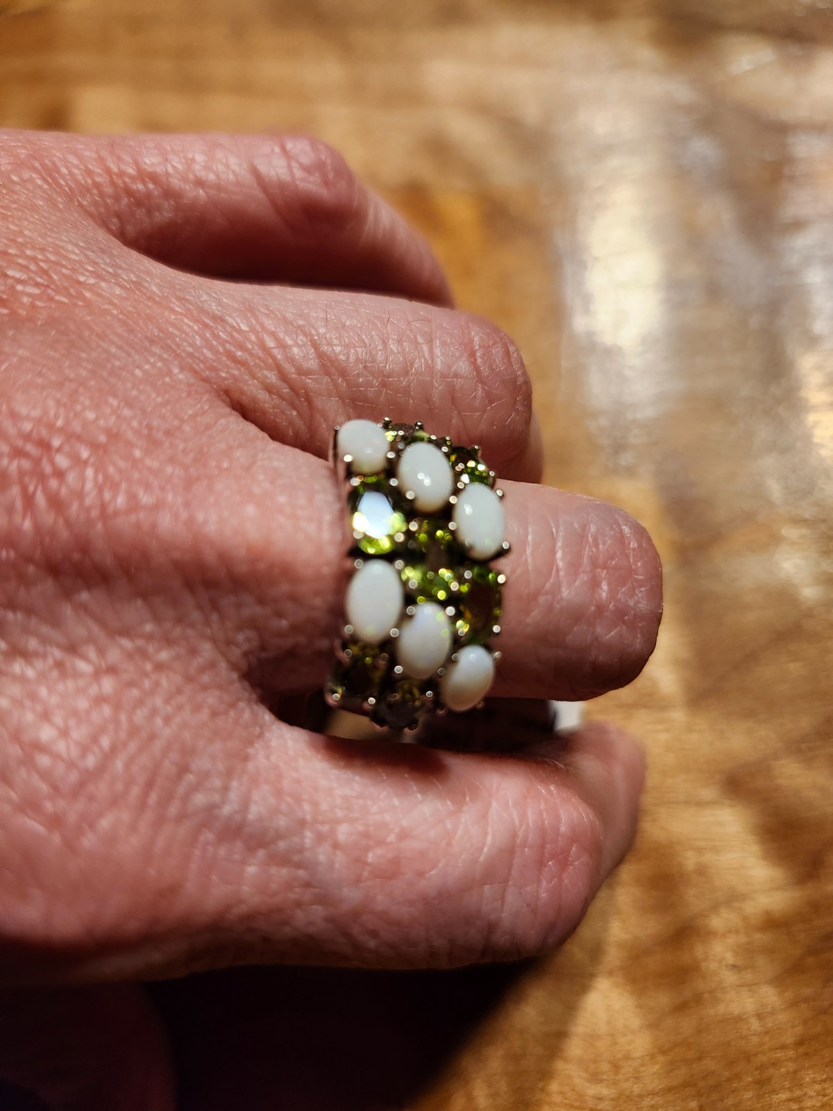 Peridot and Opal Ring Size 8 – .925 Sterling Silver