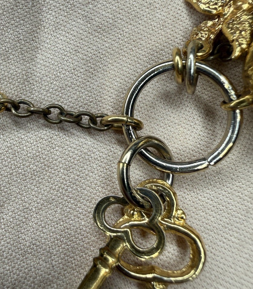 Vintage Multiple Charm Gold Tone Pendant With Some Wear On Gold Tone