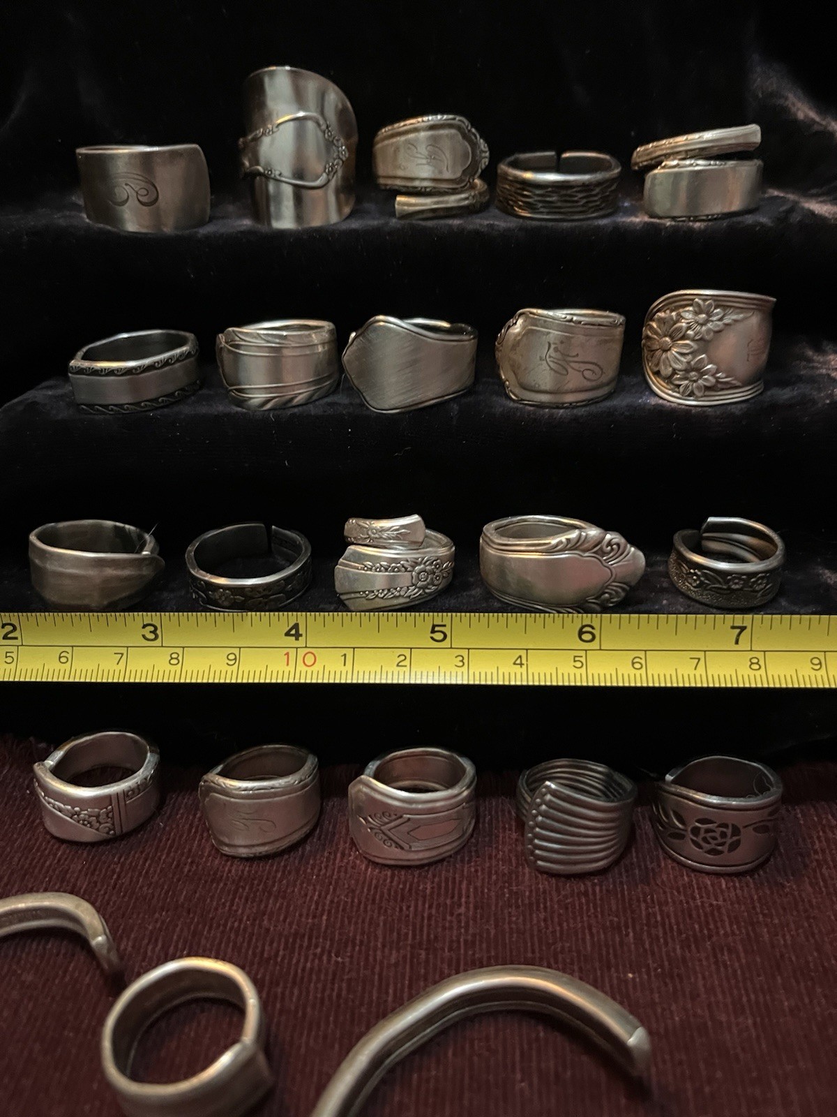 Spoon Ring & Bracelet Lot Of 24-Silver Plated & Stainless Steel Antique Deco